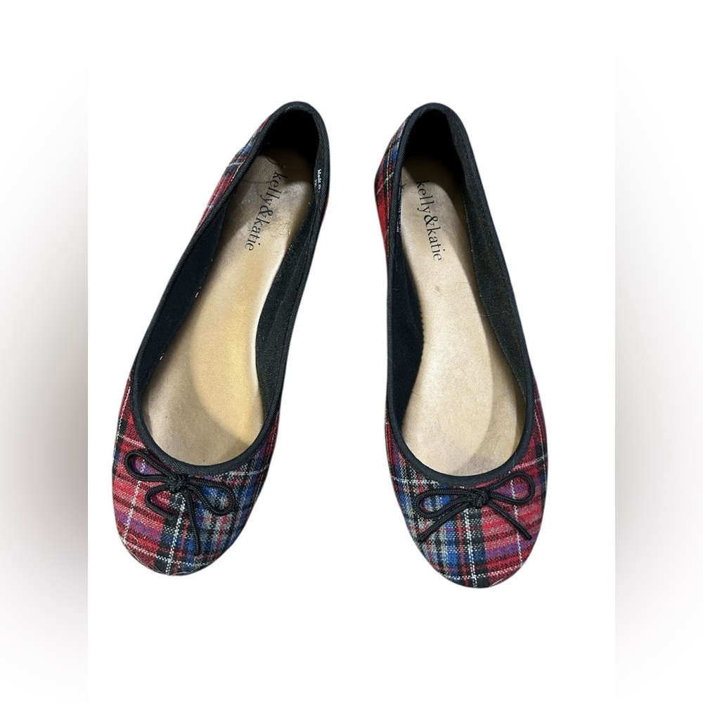 Kelly & Katie Red and Blue Plaid Ballet Flats Sz 7.5